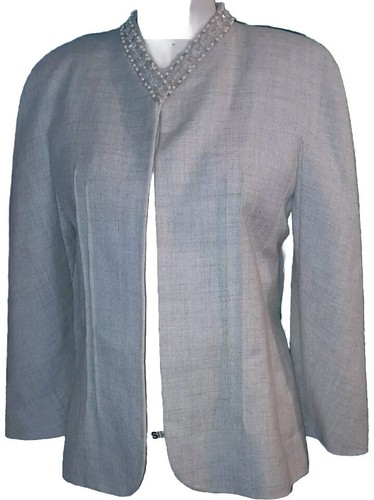 Vintage anni '90 VALENTINO BOUTIQUE Lino Conchiglia Perline Scatola Pieghe Giacca Cappotto S 6