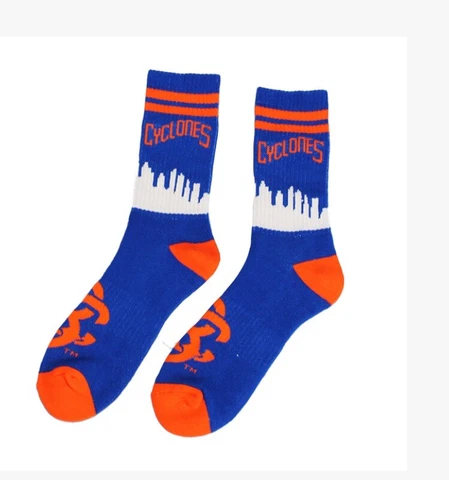 2022 BROOKLYN CYCLONES SGA LOGO NEW YORK SKYLINE SOCKS BLUE ORANGE METS BLUE Cover