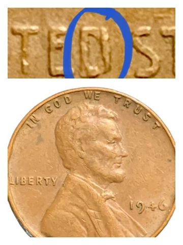 1946 ERROR Lincoln Wheat Penny with Liberty L on Rim No Mint Mark, D Error Cover