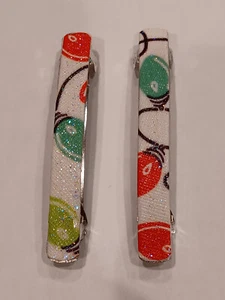 Baretes de pelo de imitación de cuero hechos a mano - luces de árbol, rojo y verde - Imagen 1 de 2