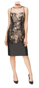 Betsey Johnson Illusion Jacquard Sheath Dress Black and Gold Size 2 NWT $148 - Picture 1 of 5