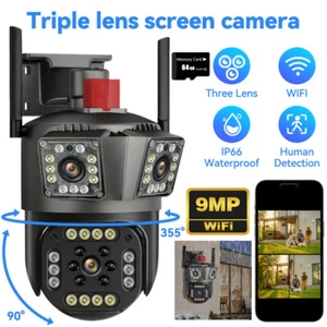 3 Lens WIFI IP Camera Outdoor PTZ Camera 9MP AI Tracking Home Security Camera AU - Picture 1 of 14