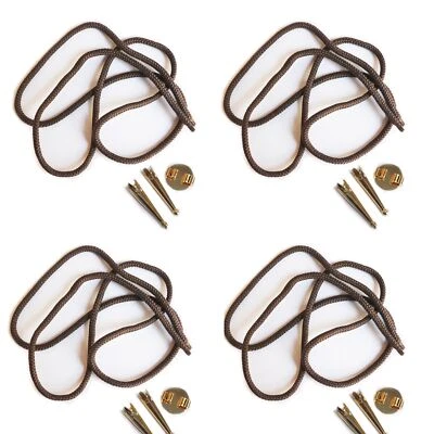 Blank Bolo Tie Parts Kit Round Slide Smooth Tips Brown Cord Goldtone Pk/4 - Image 1 of 4