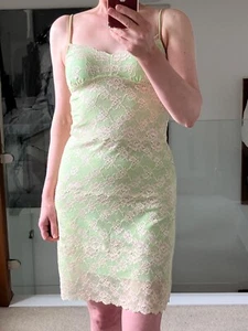 Cosabella Italy Green Mix Lace Slip Dress Chemise Y2K Chick Sexy Size S/M - Picture 1 of 18