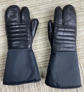 Vintage Castre Leather Gloves Winter Riding Black Gloves Mitts Size Small - Picture 1 of 10