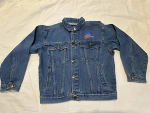 Vintage PLANET HOLLYWOOD CHICAGO Denim Jean Jacket Size L Contrast Cuffs - Picture 1 of 5