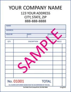 500 Color Small Invoices / Sales Receipts / 4.25" x 5.5" / 2 Part / TMG043 - Picture 1 of 1
