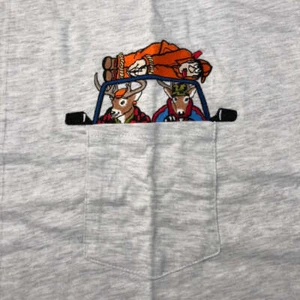 Hanging Deer Hunter Embroidered Hunting Humor Grey Tshirt - Adult L - Picture 1 of 2