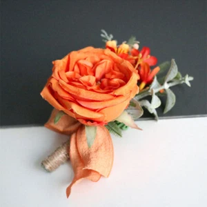 10PCS Wedding Boutonniere Corsage Artificial Rose Brooch Flower Breastpin Groom - Picture 1 of 16
