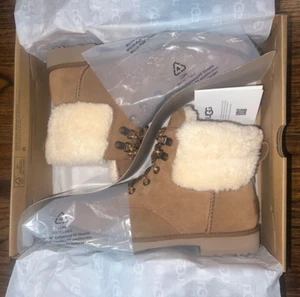 NEW UGG Romely Heritage Lace up Plush Boots In Chestnut For Women's SZ 7 - Picture 1 of 5