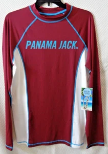 NEW Panama Jack Long Sleeve UPF 35+ Performance Shirt Burgundy / White / Blue - Picture 1 of 7