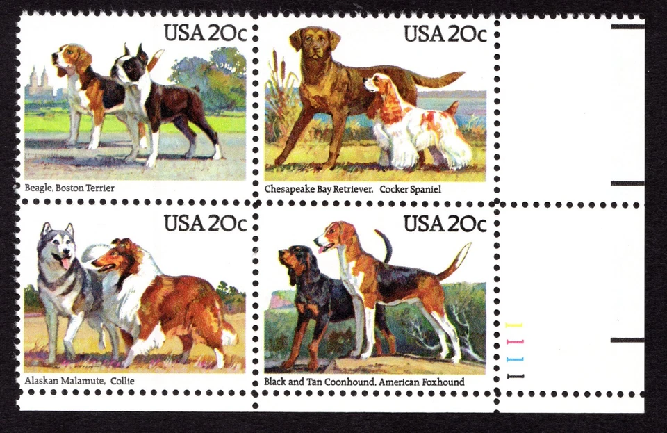 Scott #2101a (2098-2101) Dogs (Retrievers) Plate Block of 4 Stamps - MNH LR - Image 1 of 1