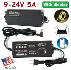 9-24V 5A 120W Universal Adjustable Regulated AC/DC Adapter Power Supply with LED - Picture 1 of 8