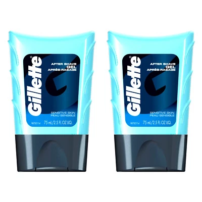 Gillette 2-PACK AFTER SHAVE GEL for SENSITIVE SKIN Refreshes Just-Shaved Skin