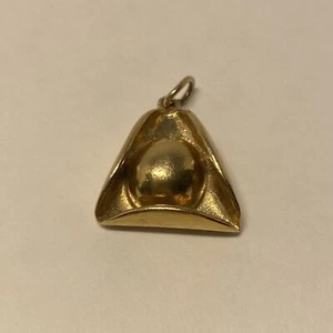 Tricone Hat Pendant, 14K Yellow Gold, Charm, 4.8 Grams, .75" - Picture 1 of 6