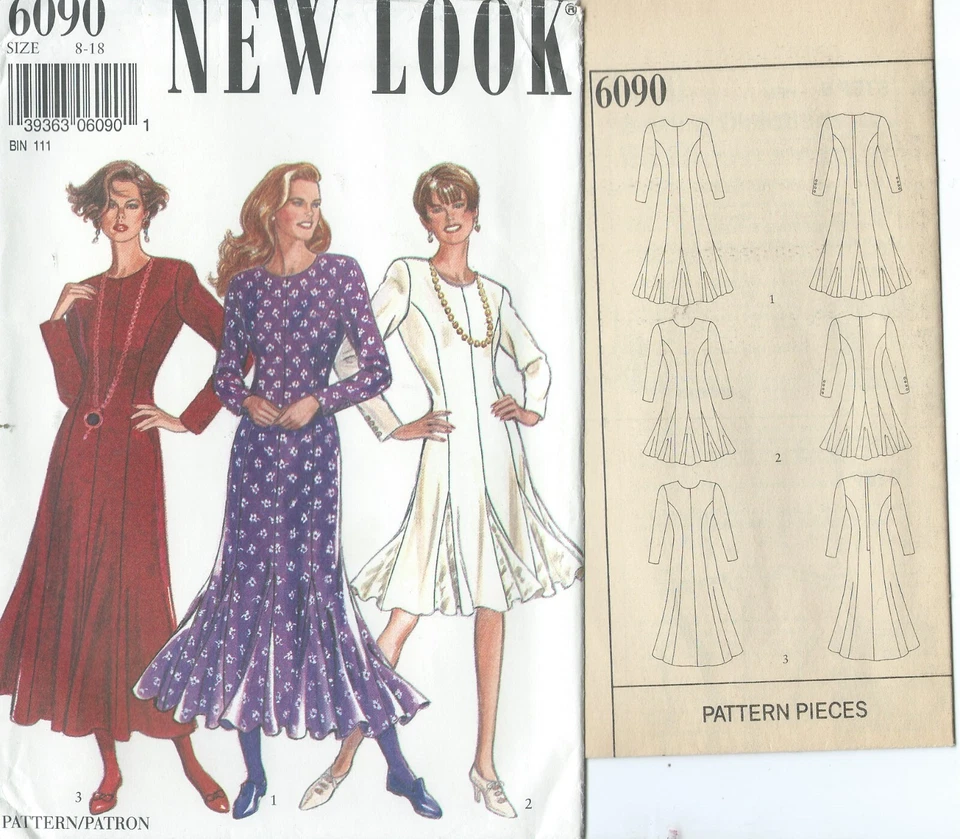 New Look 6090 sewing pattern Fabulous DRESS opt GODETS sew CHIC sizes 8~18 UNCUT - Image 1 of 1
