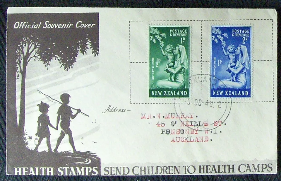New Zealand. FDC HEALTH STAMPS SEND CHILDREN TO HEALTH CAMPS, 1949. - Image 1 of 1
