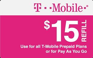 T-Mobile  Prepaid $15 Refill Top-Up Prepaid Card , AIR TIME  PIN / RECHARGE 