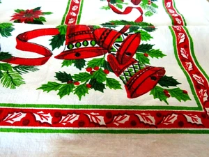 Mantel de Navidad vintage mantel pascua verde lino cena retro - Imagen 1 de 6