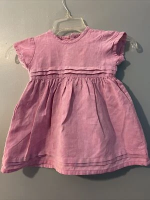 Precioso Vestido Hanna Andersson Mezcla Lino Rosa Talla 2-3 (80)  Foto 1 de 4