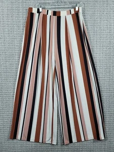 Bar III Womens Wide Leg Pull On Pants Sz Large Striped Elastic Waist Multicolor - Picture 1 of 13