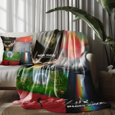 Throw Blanket and Pillowcase Set of 2，Imagine Dragons Bed Couch Decor Gifts - Image 1 of 4
