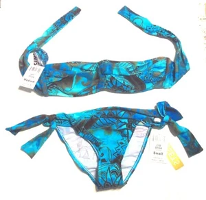 Sunsets Star Gazer Blue Bandeau Bikini Swimsuit 47T Top 21B Botts Sz S/M - Picture 1 of 1