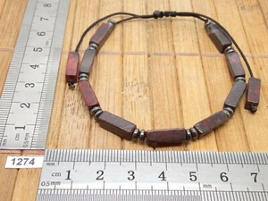 Bracelet fin en JASPE SANG DE DRAGON (Bloodstone) naturel reglable reiki unisexe - Imagen 1 de 3