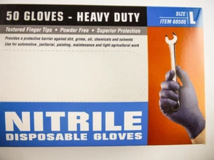 Nitrile Gloves 7 mil Strong 50 pcs. L Heavy Duty Powder & Latex Free - New Boxed - Picture 1 of 5