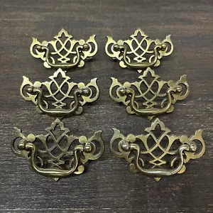 Set of 6 - Vintage KBC Chippendale Brass Drawer Pull Handles N19351 2.5” Centers - Picture 1 of 4