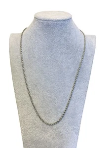 Collana catena corda taglio diamante argento intrecciata chiusura magnetica ritorta 24" - Foto 1 di 6