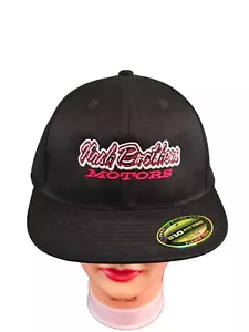 210 Fitted Flexfit Motors Nash Brothers Baseball Hat Cap Black 7 1/4 - 7 5/8 - Picture 1 of 4