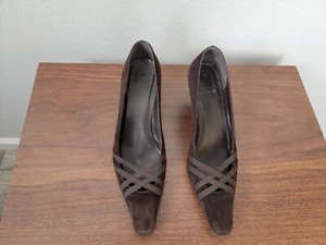 Stuart Weitzman Women’s Size 5.5 M Cola Suede Kitten Heels Cross Straps Spain - Picture 1 of 8