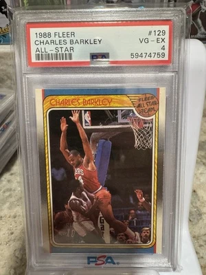 1988 Fleer Charles Barkley All-Star 129 PSA 4 HOF Philadelphia 76ers - Image 1 of 2
