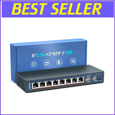 10-Port 2.5G Unmanaged Ethernet Switch with VLAN & 10G SFP Ports - Quiet Design - Image 1 of 4