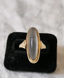 Großer Goldring 333 Gold Ring mit Mondstein Gr. 54 Länglicher Ringkopf Vintage  - Bild 1 von 24