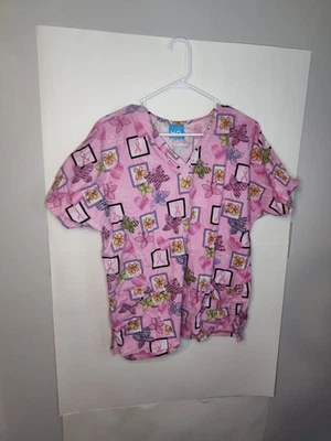 H.Q. Women's Scrub Top High Quality Basics, Size Large Butterflies - Image 1 of 4