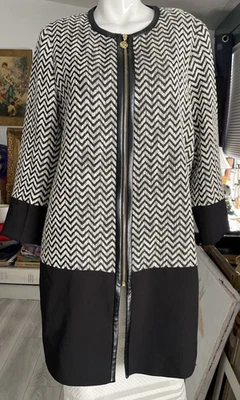 Vestido AK ANNE KLEIN Negro Blanco Cremallera Frontal Vaina Carrera L Imitación Cuero Borde Foto 1 de 4