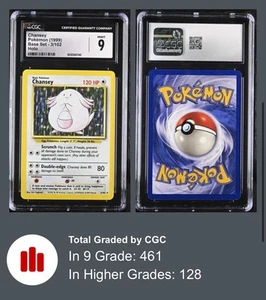 Pokemon Set Base 3/102 Chansey 1999 Holo Incolore Raro CGC 9 MINT - Foto 1 di 3