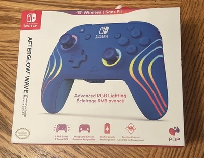 PDP Afterglow Wave Wireless Controller for Nintendo Switch - RGB Lighting Blue - Image 1 of 4