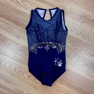 Sylvia P Gymnastics Leotard Child 6 Small Blue Metallic Mesh Sparkle Kyla Dance - Image 1 of 4