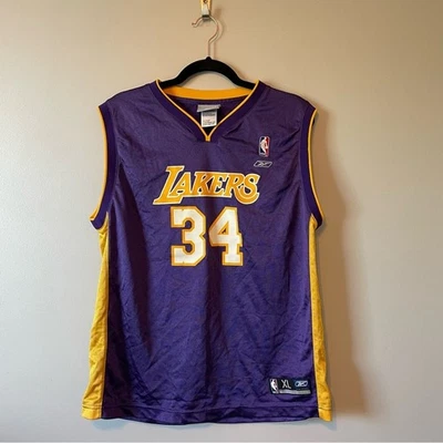 Camiseta deportiva vintage Reebok O'NEAL SHAQ púrpura Lakers 34 juvenil XL Foto 1 de 4