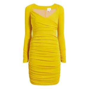 Cinq a Sept Miah Dress in Pineapple Bright Yellow Long Sleeve - Picture 1 of 10