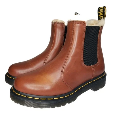Dr Martens 2976 Leonore Piel Borde Caramelo Cuero Botines Chelsea con EE. UU. 6 Foto 1 de 4