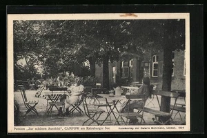 Campow, Ansichtskarte, Pension Zur schönen Aussicht am Ratzeburger See 1928  - Picture 1 of 2