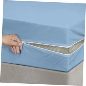 Zipper Fitted Sheet Twin-XL Size Zipper Fitted Sheet 15 Twin -XL-15" Light Blue - Picture 1 of 6