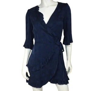 LINE + DOT Minikleid, M, True Wrap, Navy Jaquard Floral, Rüschenbesatz, kurz - Bild 1 von 11