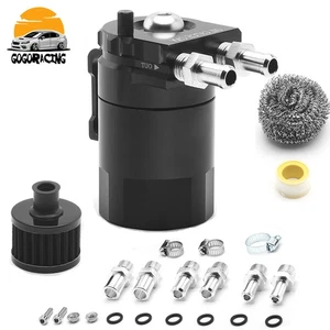 Universal Oil Catch Can Kit Reservoir Baffled Tank with Breather Filter Aluminum - Picture 1 of 9