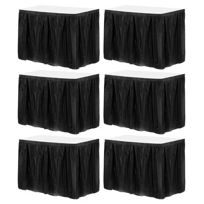 Faldas de mesa de plástico negro 6 piezas 29 pulgadas x 14 pies para mesa rectangular Foto 1 de 4