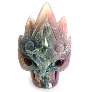 4.0" Crystal Carved Indian Agate Skull, Realisti -Skull Home Decoration - Picture 1 of 10
